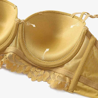 Deep V Lace Embroidery Push-Up Bra Set
