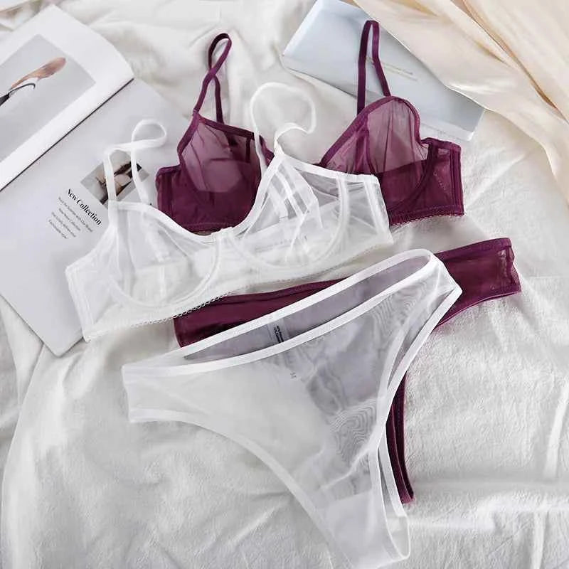 Mesh Transparent Ultra-Thin Bra Set