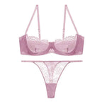 Ultra-Thin Half-Cup Bra Set with Thong
