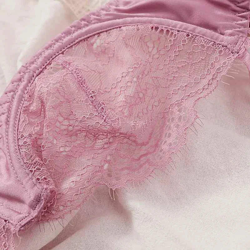 Ultra-Thin Half-Cup Bra Set with Thong