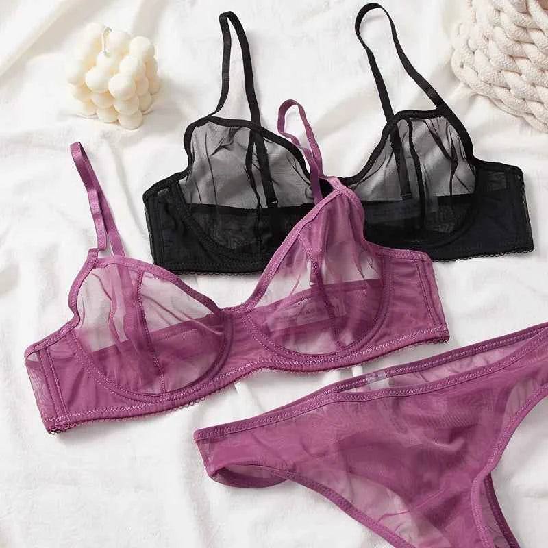 Mesh Transparent Ultra-Thin Bra Set