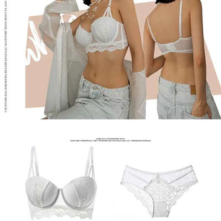 Deep V Lace Embroidery Push-Up Bra Set