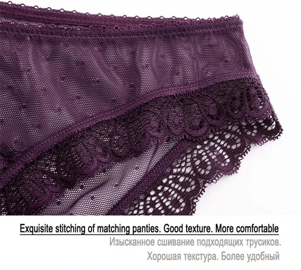 Deep V Cotton Embroidery Bra Set