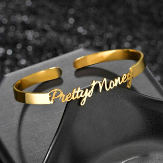Customized Name Charm Bangle - Stainless Steel