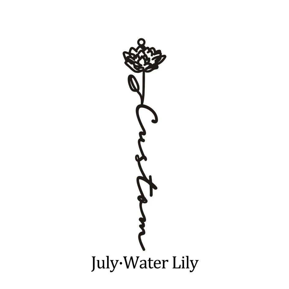 Custom Name Birth Month Flowers Nameplate Choker - Pendant Chain - SHOPPERS' CASTLE