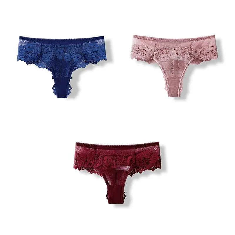 Delicate Lace G-String Trio