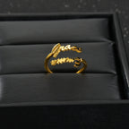 Custom Double Name Adjustable Ring - Stainless Steel - SHOPPERS' CASTLE