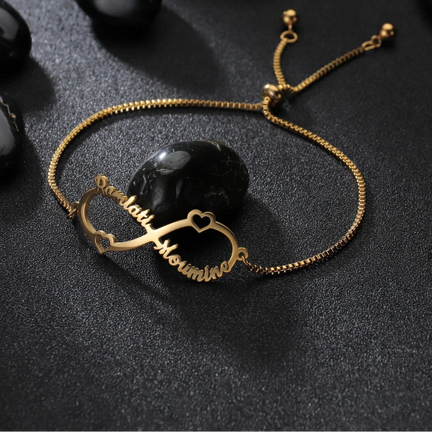 Custom Multiple Names Adjustable Bracelet - Infinity Chain