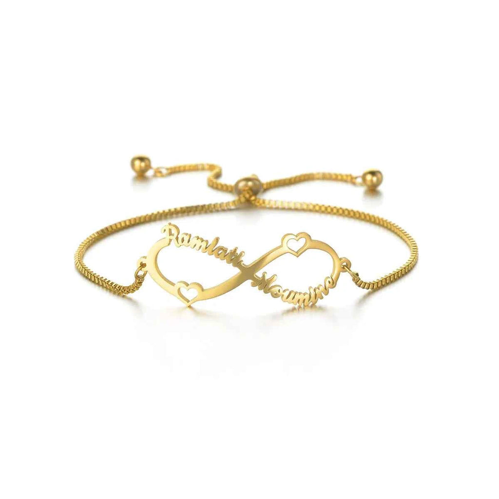 Custom Multiple Names Adjustable Bracelet - Infinity Chain