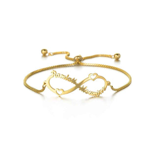 Custom Multiple Names Adjustable Bracelet - Infinity Chain