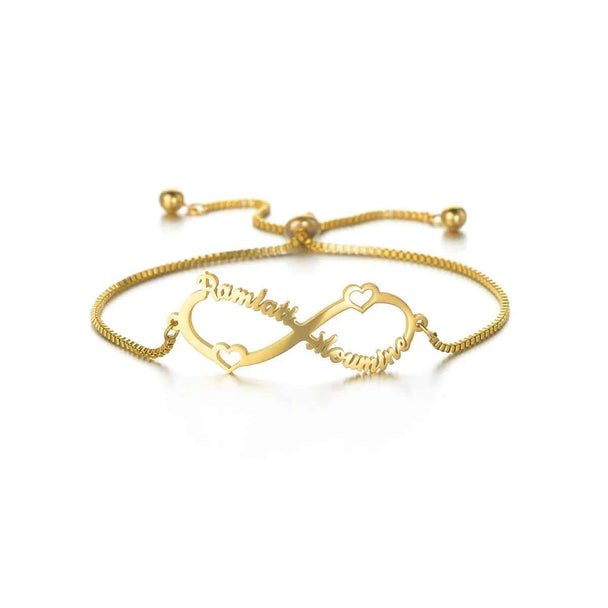 Custom Multiple Names Adjustable Bracelet - Infinity Chain