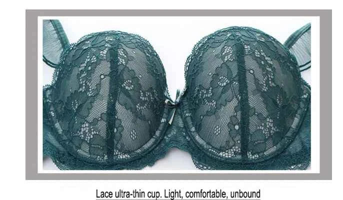 Deep V Embroidered Push-Up Bra