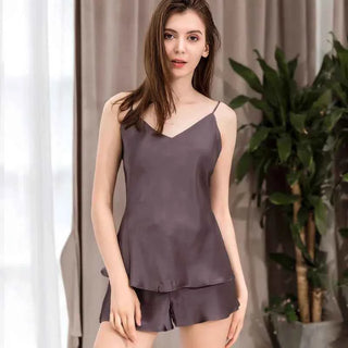 100% Mulberry Silk Short Pajama Set - Luxury Summer Sleepwear