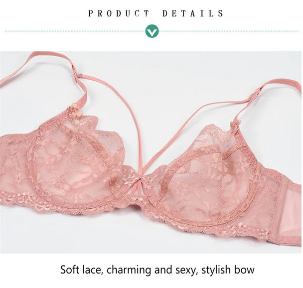 Green Ultra-Thin Lace Embroidery Bra Set - Plus Size - SHOPPERS' CASTLE
