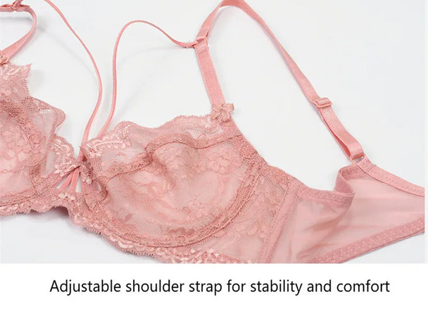 Green Ultra-Thin Lace Embroidery Bra Set - Plus Size - SHOPPERS' CASTLE