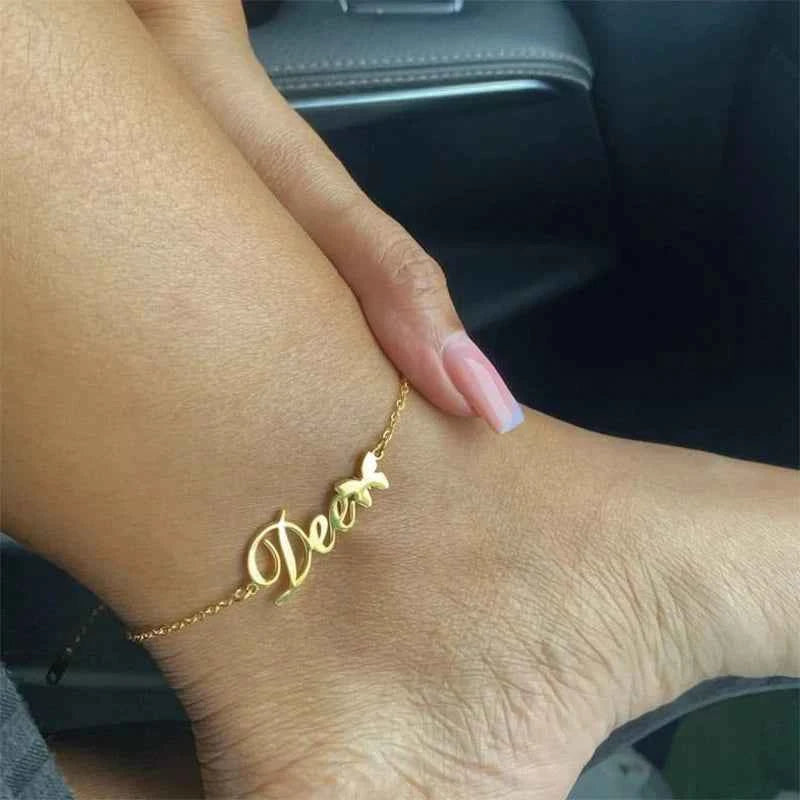 Custom Name Anklets - Stainless Steel Cuban Chain