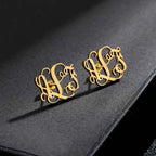 Personalized Monogram Name Stud Earrings - Stainless Steel