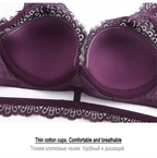 Deep V Cotton Embroidery Bra Set