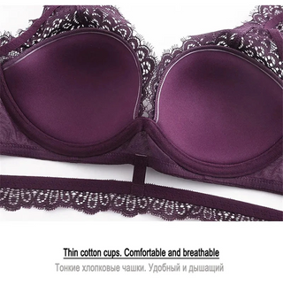Deep V Cotton Embroidery Bra Set