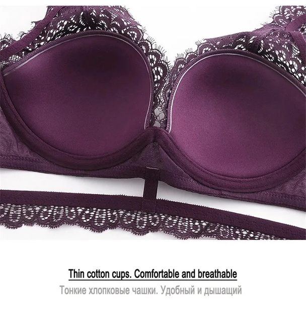 Deep V Cotton Embroidery Bra Set