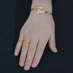 Customized Name Charm Bangle - Stainless Steel