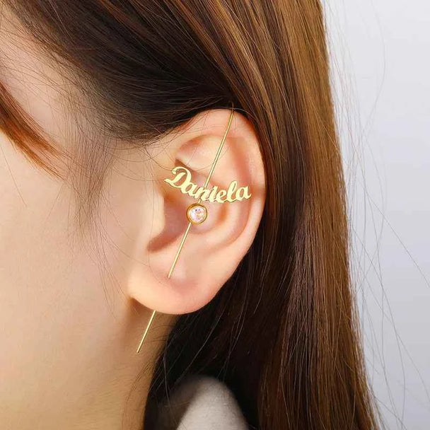 Custom Name Stud Ear Clip Earrings - Handmade