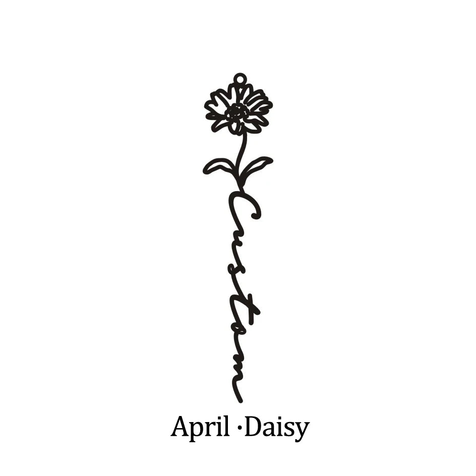 Custom Name Birth Month Flowers Nameplate Choker - Pendant Chain - SHOPPERS' CASTLE