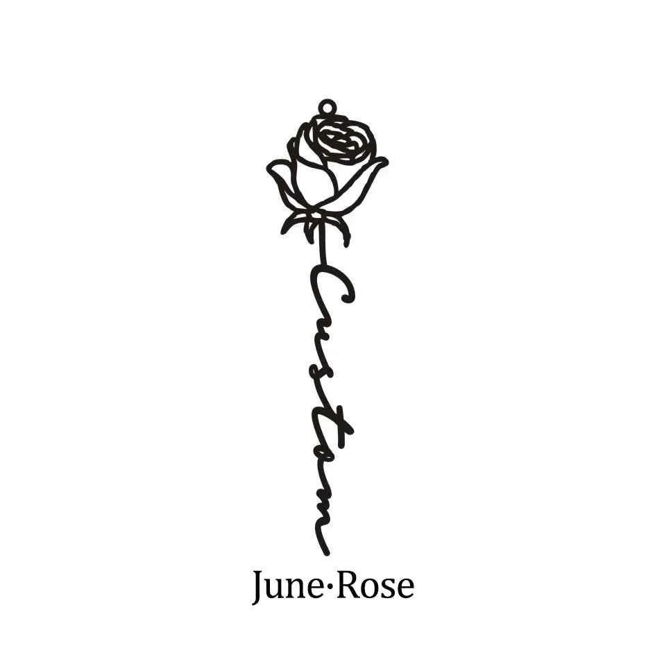 Custom Name Birth Month Flowers Nameplate Choker - Pendant Chain