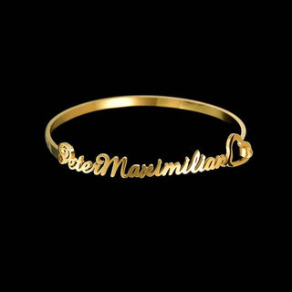 Customized Name Charm Bangle - Stainless Steel