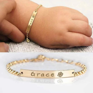Custom Baby Name Bracelet - Adjustable with Cute Symbols