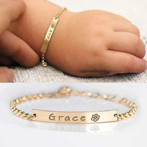Custom Baby Name Bracelet - Adjustable with Cute Symbols