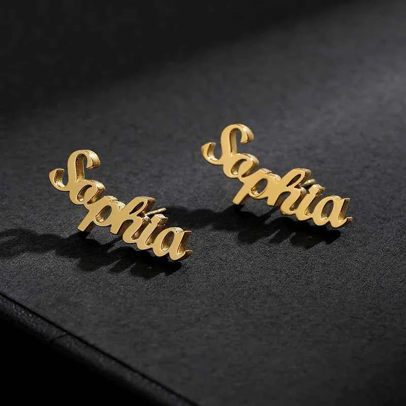 Custom Name Stud Earrings - Bridesmaid Gift