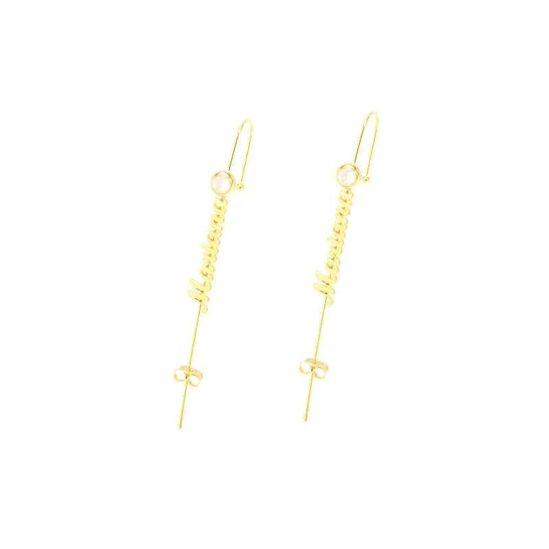 Custom Name Stud Ear Clip Earrings - Handmade