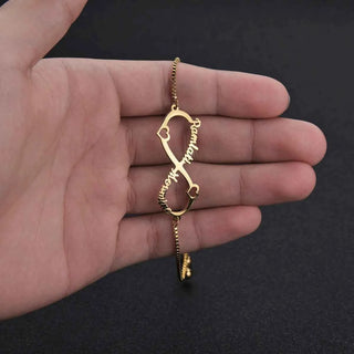 Custom Multiple Names Adjustable Bracelet - Infinity Chain