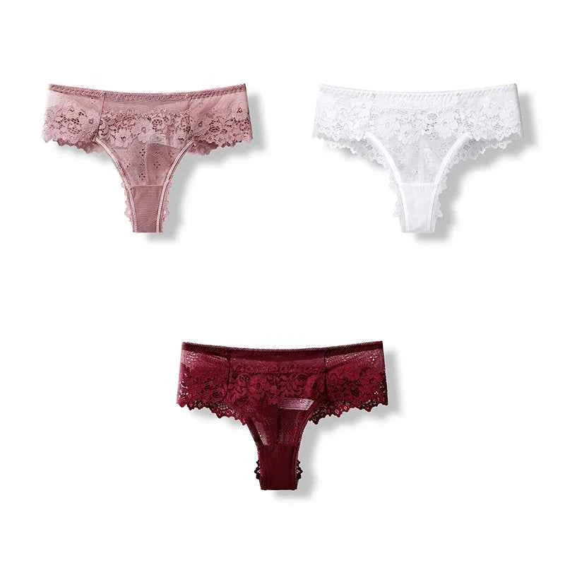 Delicate Lace G-String Trio