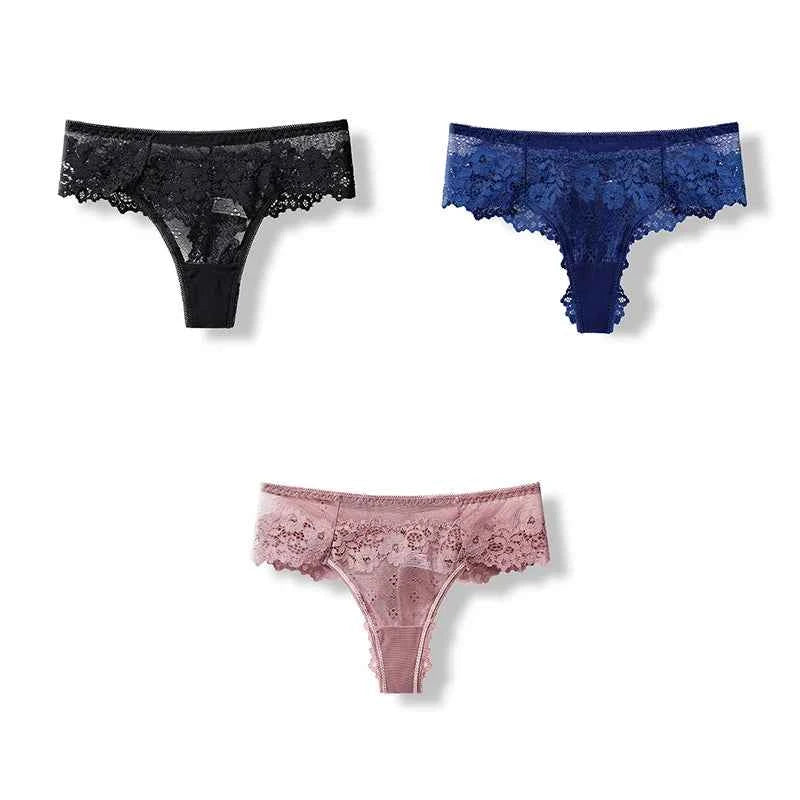 Delicate Lace G-String Trio