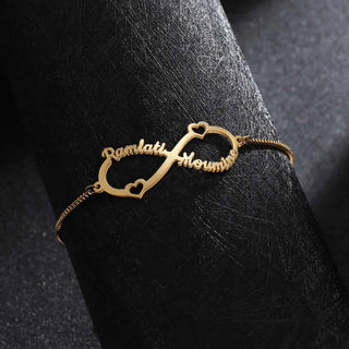 Custom Multiple Names Adjustable Bracelet - Infinity Chain