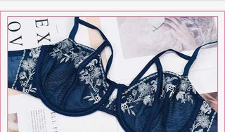 Hollow Bandage Ultra-Thin Bra Set - Plus Size