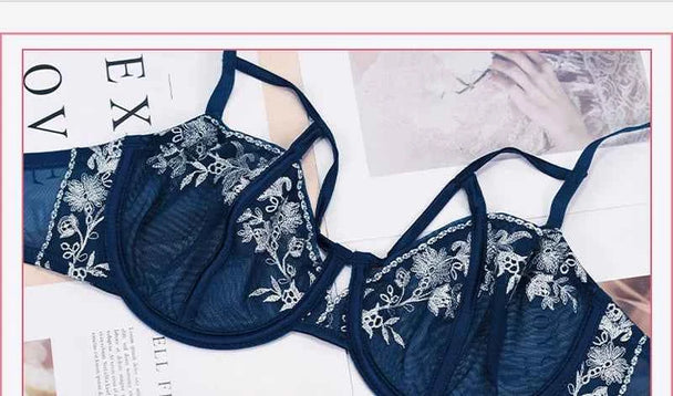 Hollow Bandage Ultra-Thin Bra Set - Plus Size