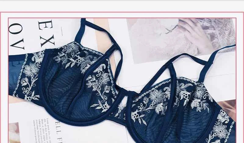 Hollow Bandage Ultra-Thin Bra Set - Plus Size