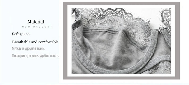 Ultra-Thin Eyelash Lace Bra - Plus Size - SHOPPERS' CASTLE