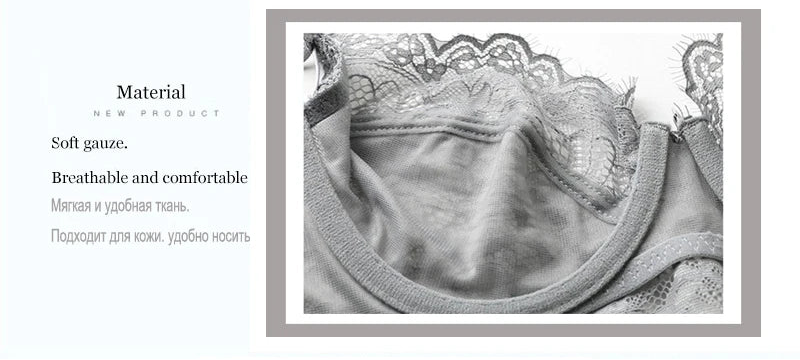 Ultra-Thin Eyelash Lace Bra - Plus Size - SHOPPERS' CASTLE