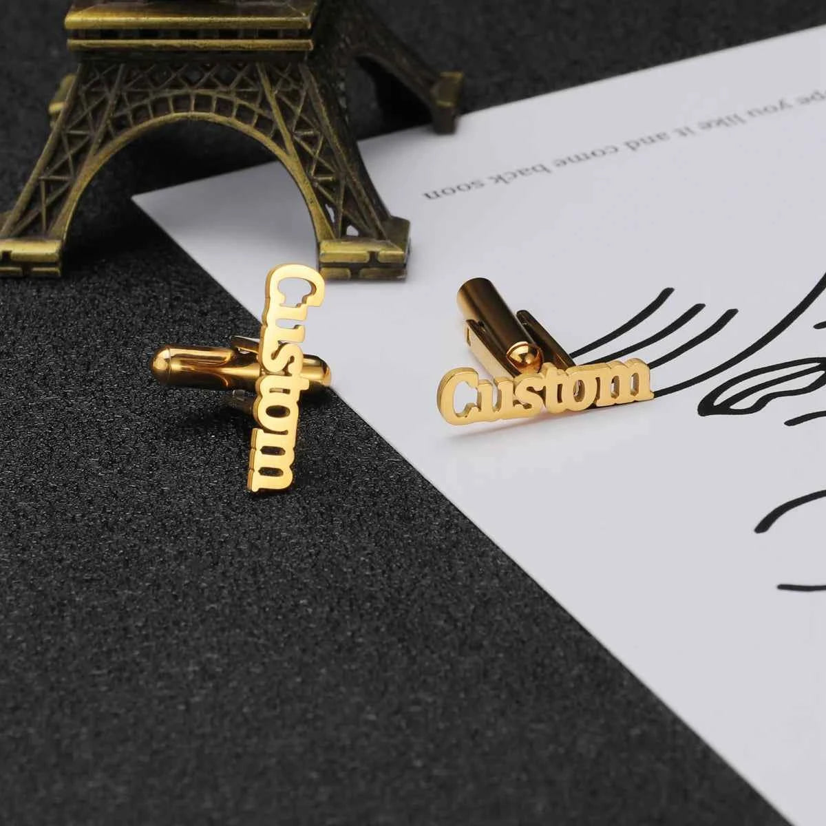 Custom Engraved Name Cufflinks - Alphabet Letter Buttons