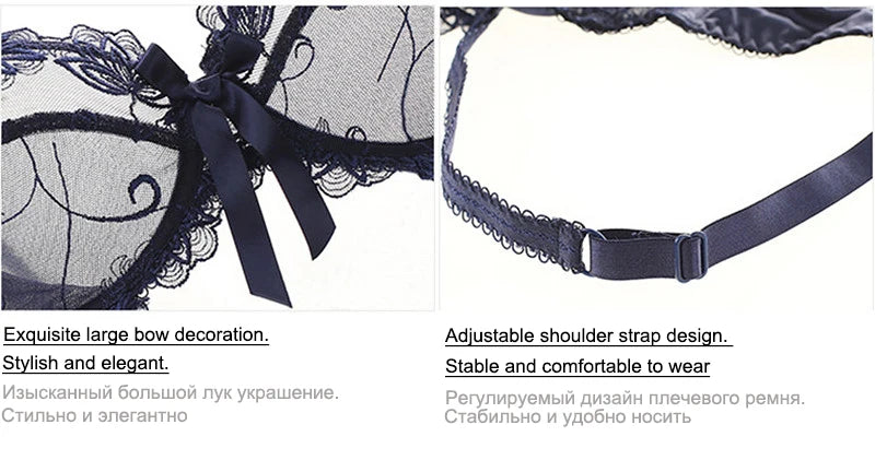 Fashion Embroidery Lingerie Set - Plus Size C/D Cup - SHOPPERS' CASTLE
