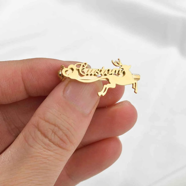 Personalized Name Logo Crown Stone Brooch - Wedding Fashion