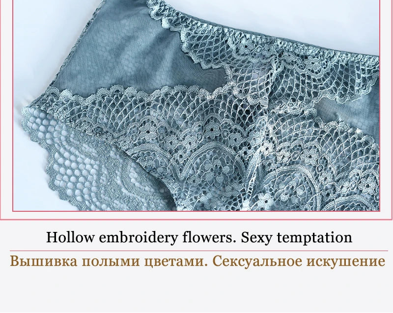 Hot Sexy Transparent Lace Hollow-Out Embroidery Bra Set - Plus Size - SHOPPERS' CASTLE