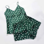 100% Silk Camisole & Shorts Pajama Set - Sleeveless Luxury Sleepwear