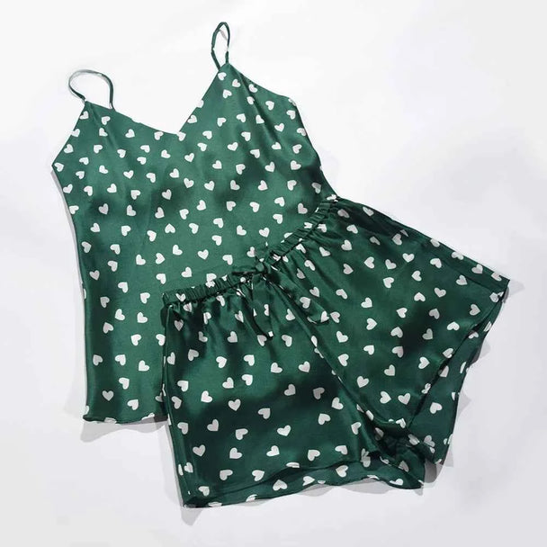 100% Silk Camisole & Shorts Pajama Set - Sleeveless Luxury Sleepwear