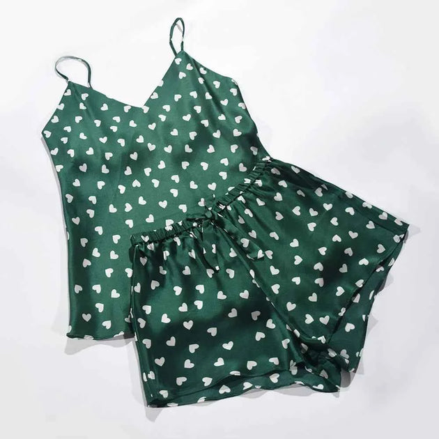 100% Silk Camisole & Shorts Pajama Set - Sleeveless Luxury Sleepwear