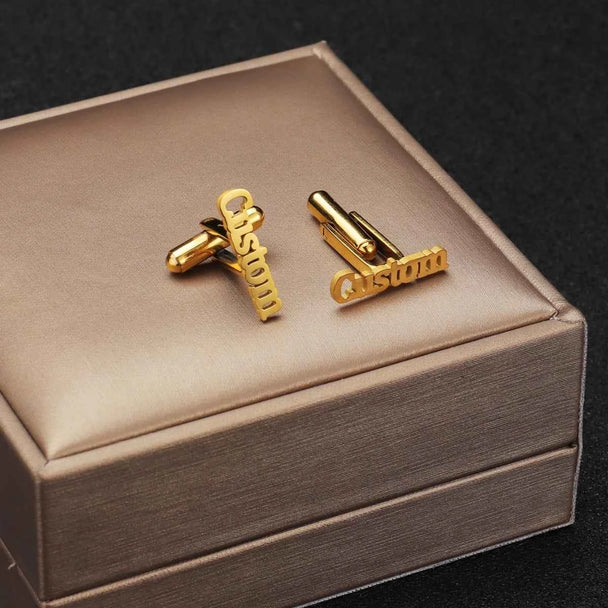 Custom Engraved Name Cufflinks - Alphabet Letter Buttons
